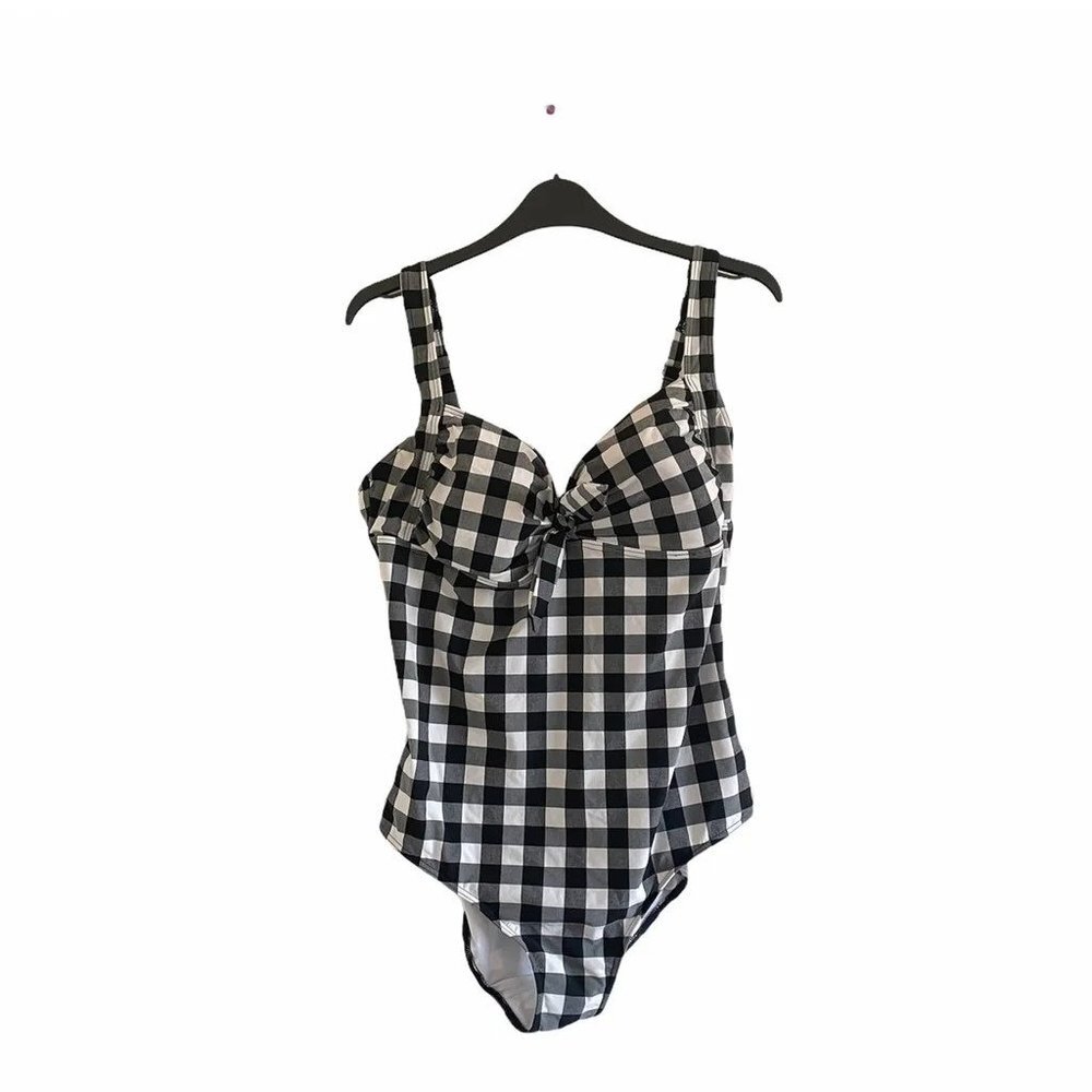 NEXT Plaid One Piece Black and White Bathing Suit